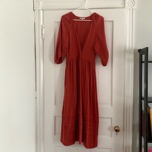 Orange M madewell midi surplice dress